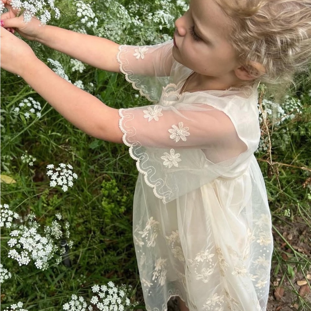 Heirloom Elva dress Cream Floral Embroidered Dress
